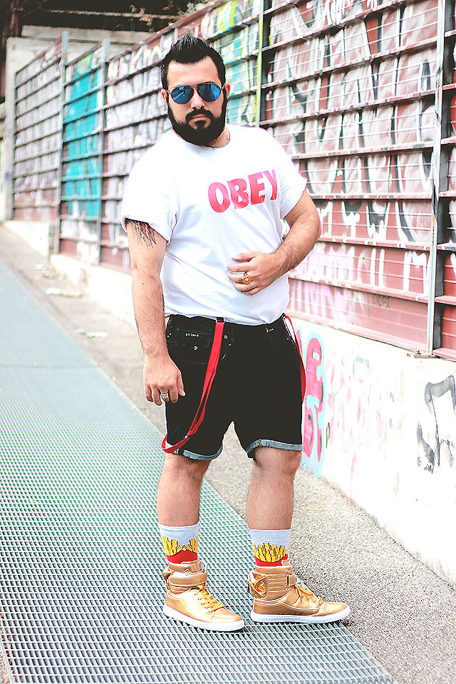 sammydress, men golden high top sneakers, outfit plus size fashion blogger guy overboard