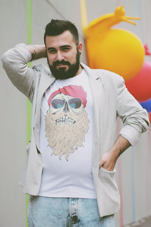 Tshirt teschio barba, Beard Skull Tshirt, Newchic