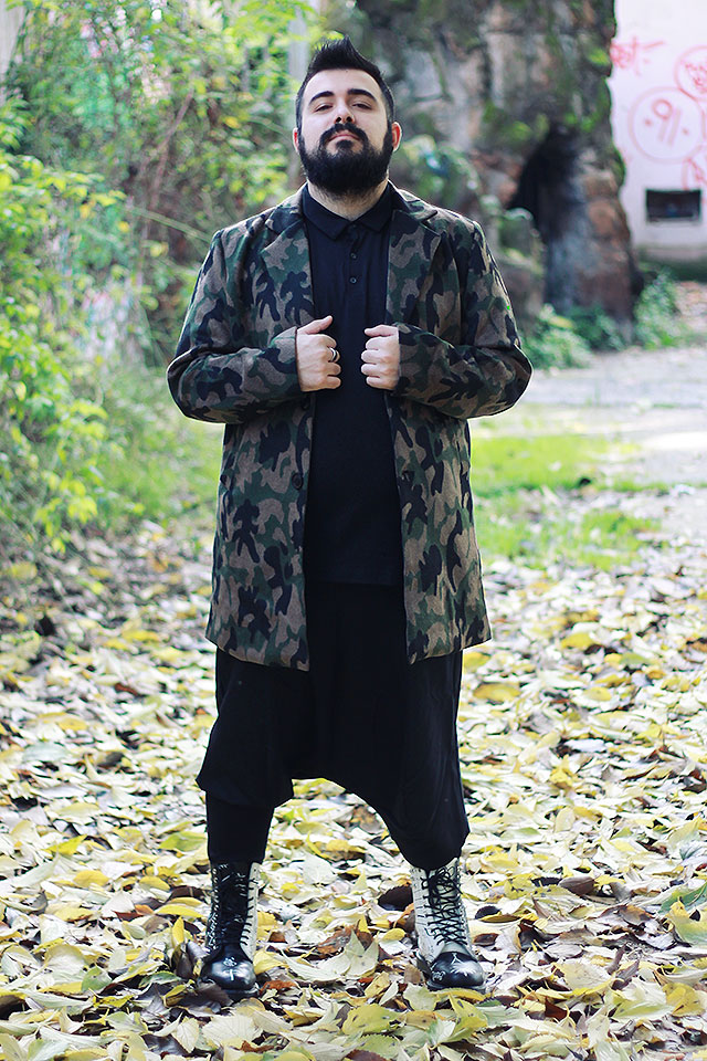 giacca militare mimetica lana sammydress, outfit plus size fashion blogger uomo roma, guy overboard